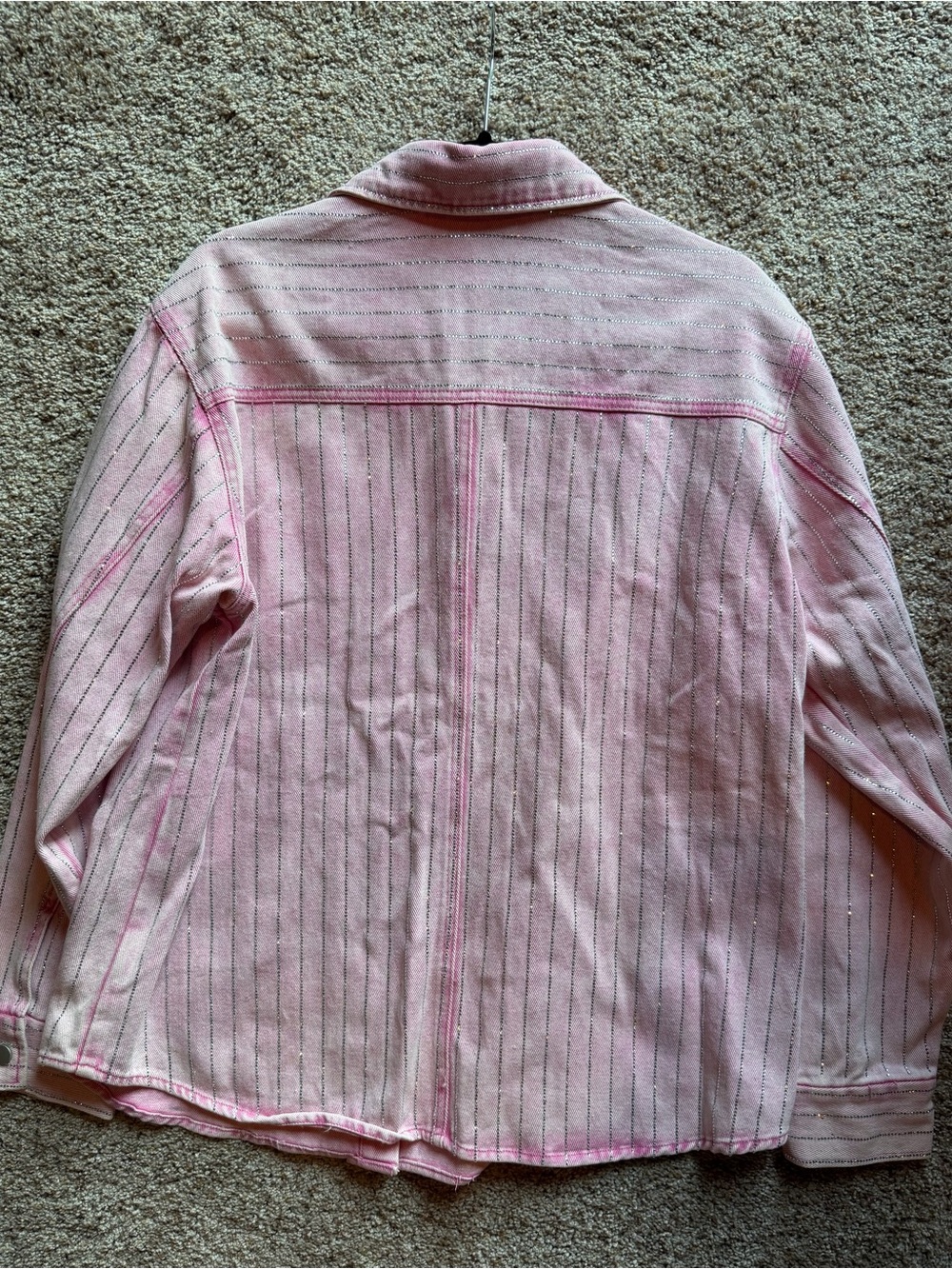 Pink Embellished Rhinestone Denim Jacket - Picture 7 of 7